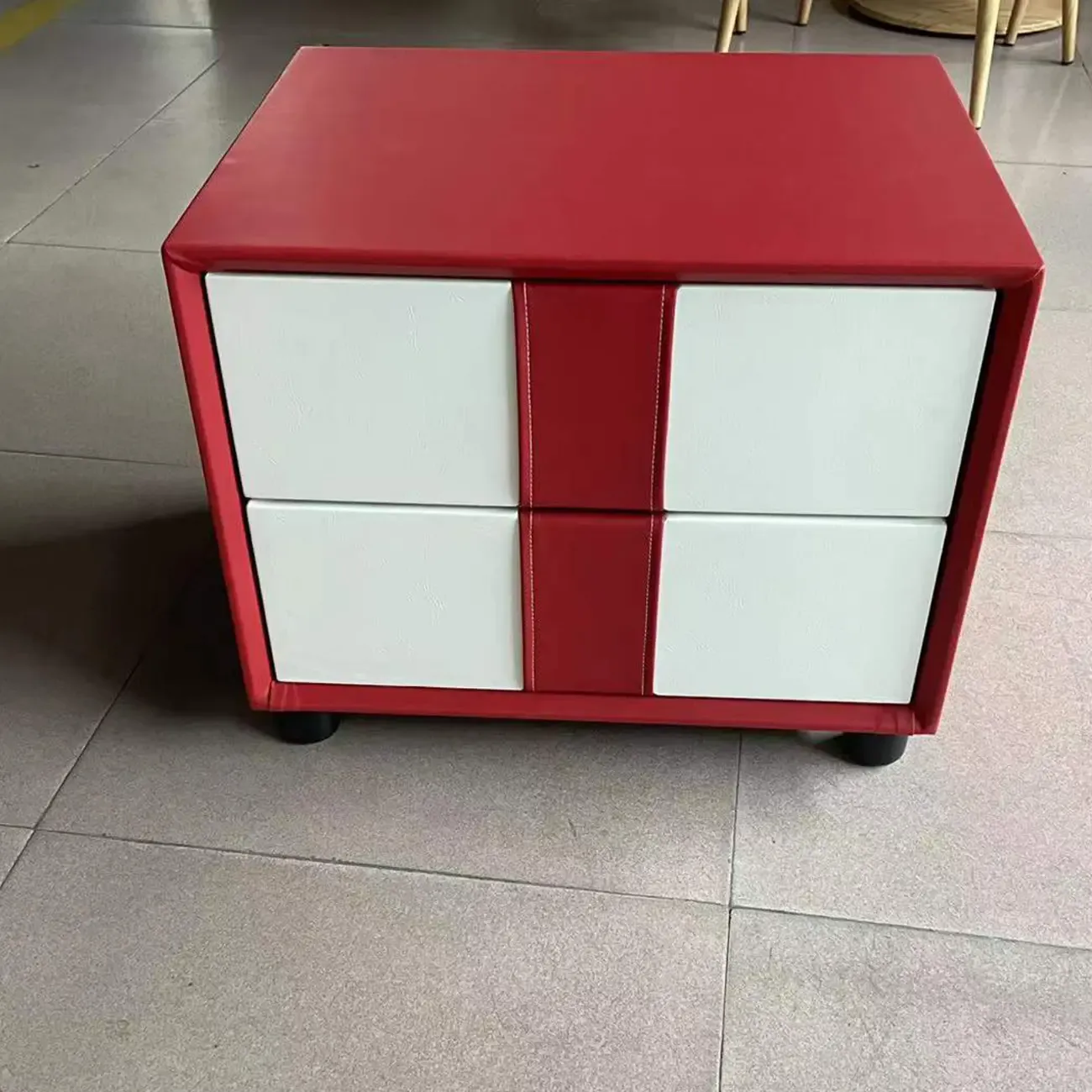 Modern Blue Bedside Table with 2 Storage Drawers Image - 22