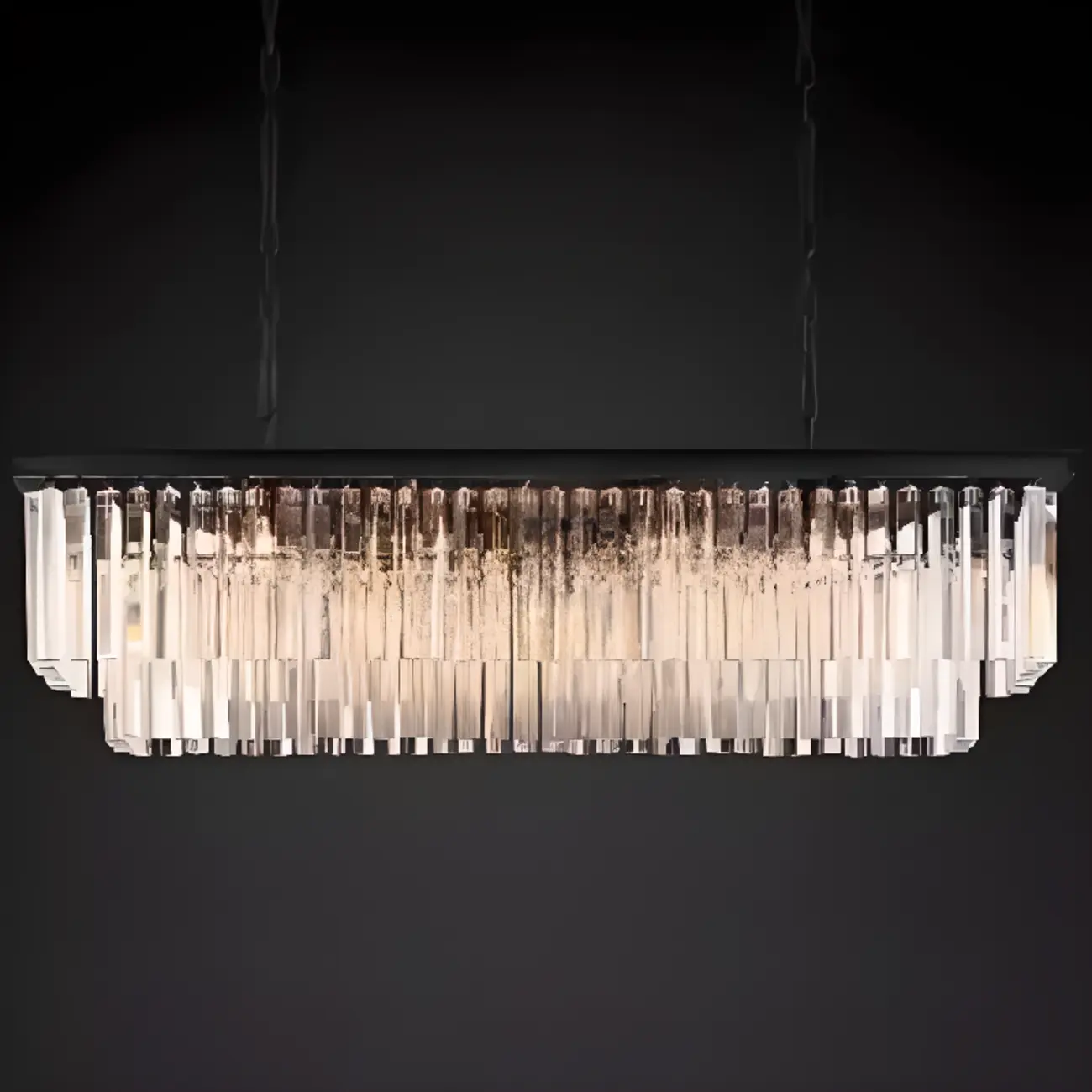 Modern Island Light 2 Tier Transparent Glass in Linear Shape Image - 3 | homeyfad