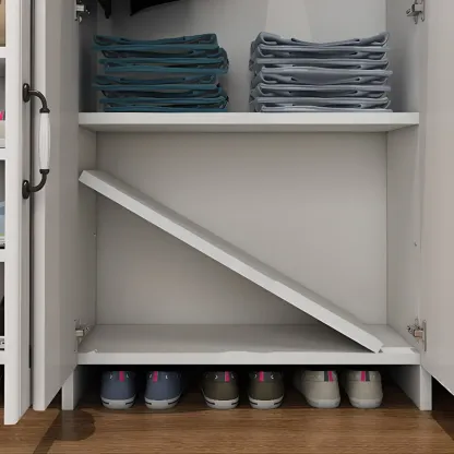 Modern White Hall Tree with Cabinets and Shelves Image - 13