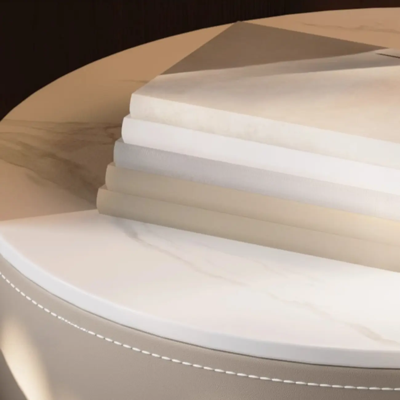 Modern Round Nightstand Glass Top with Drawer and Open Shelf Image - 12 | homeyfad