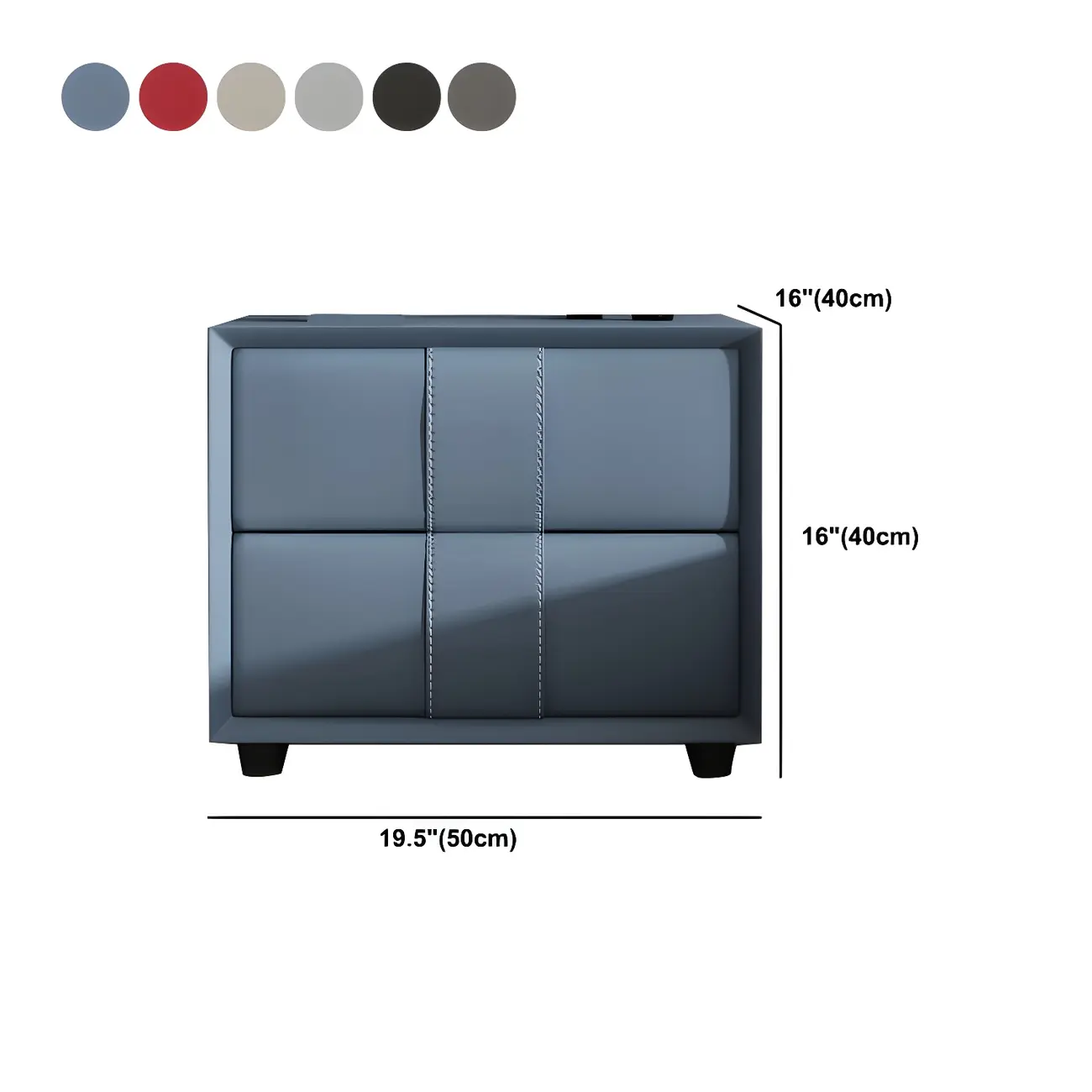 Modern Blue Bedside Table with 2 Storage Drawers #size | homeyfad