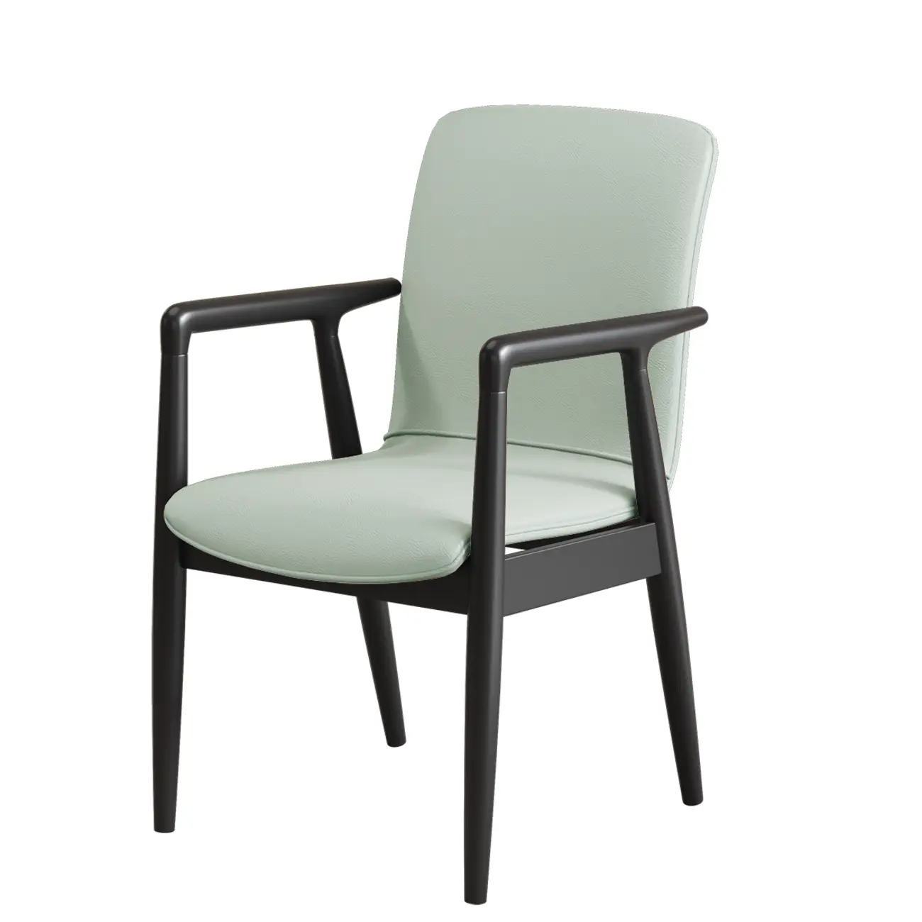 Modern Wood Faux Leather Upholstered Dining Armchair Image - 32 | homeyfad