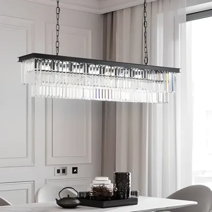 Modern Island Light 2 Tier Transparent Glass in Linear Shape Image - 4