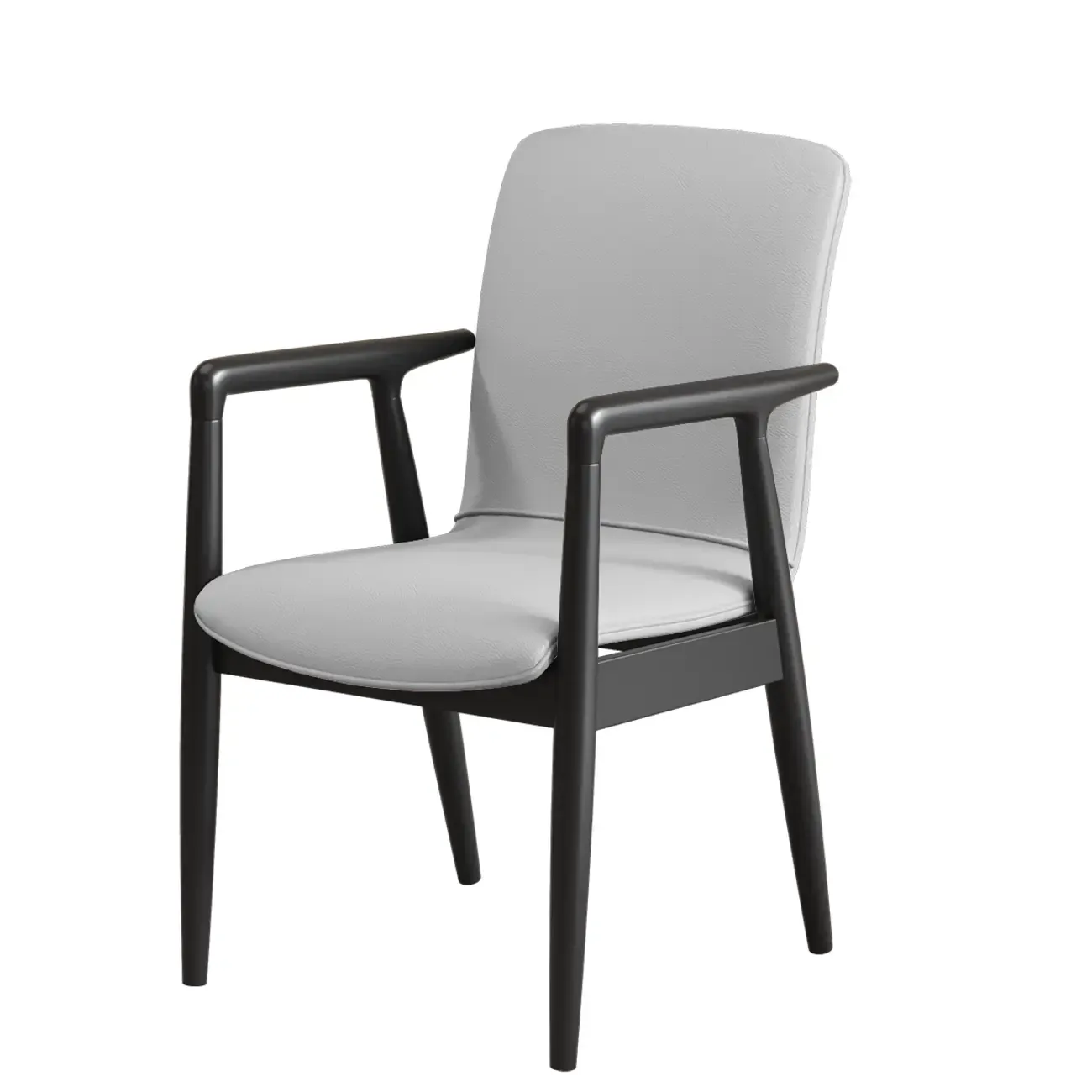 Modern Wood Faux Leather Upholstered Dining Armchair Image - 33