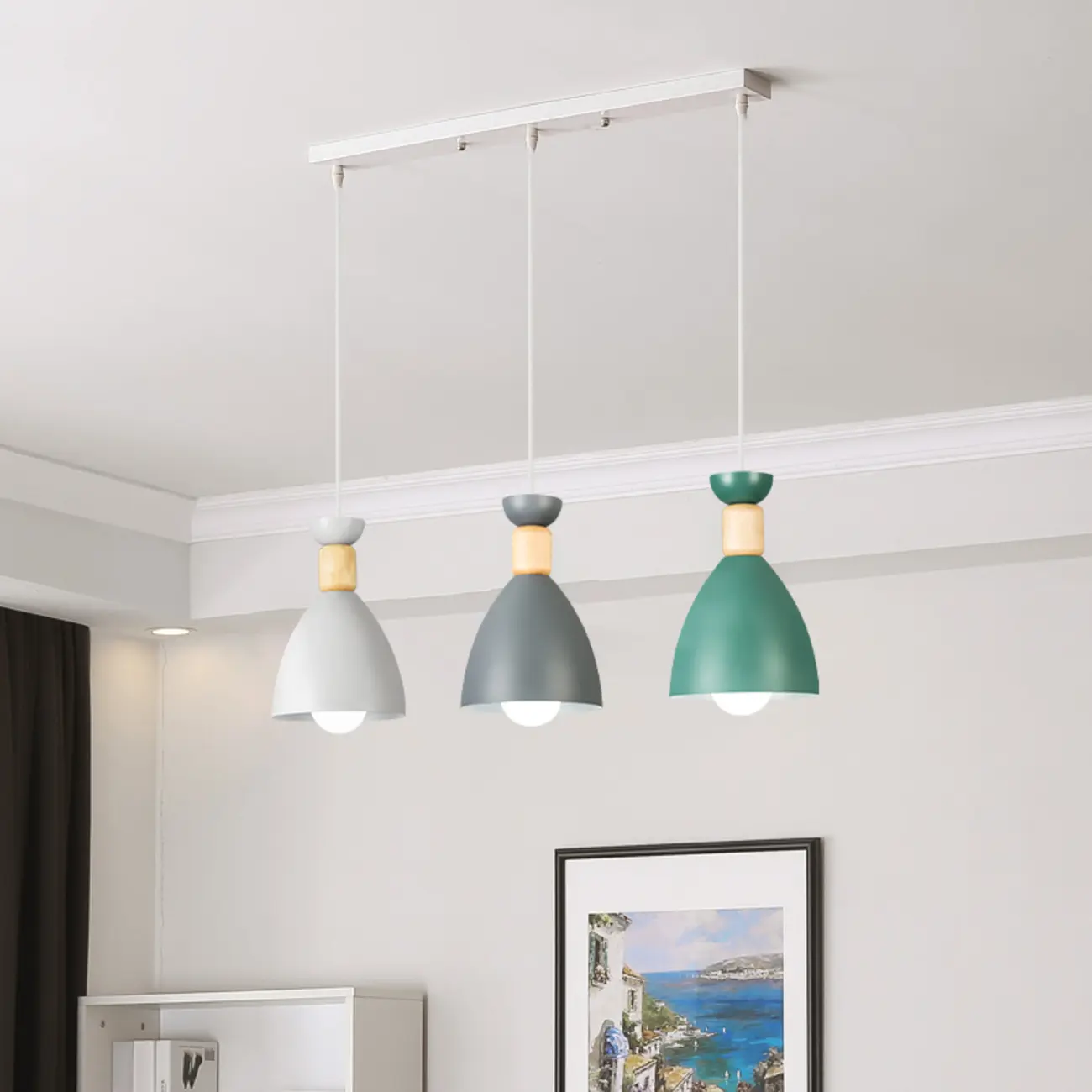 Modern Metal Island Light with 3 Cone Shades with Multi Color Image - 1 | homeyfad
