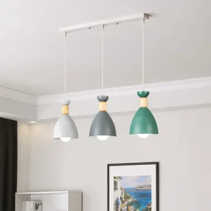 Modern Metal Island Light with 3 Cone Shades with Multi Color Image - 1