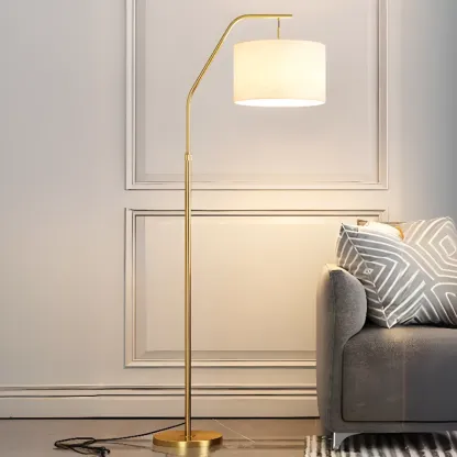 Adjustable Arc Floor Lamp with Fabric Shade for Living Room Image - 5