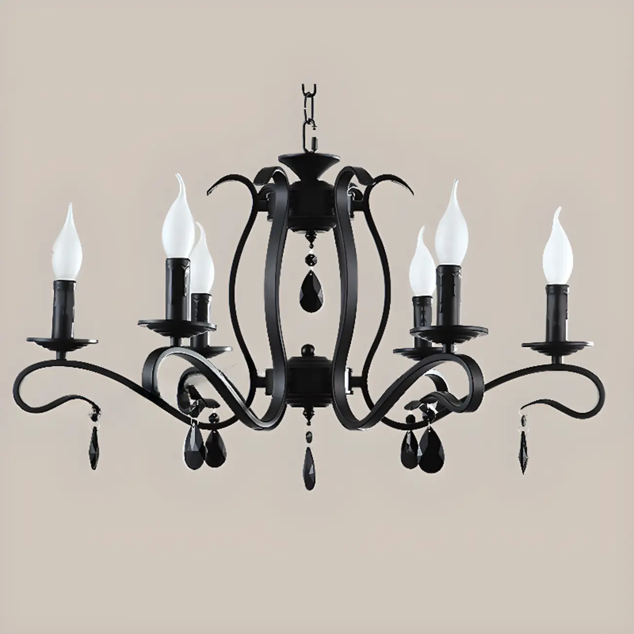 Vintage 6 Lights Black Pendant Chandelier with Candle Design Image - 13 | homeyfad