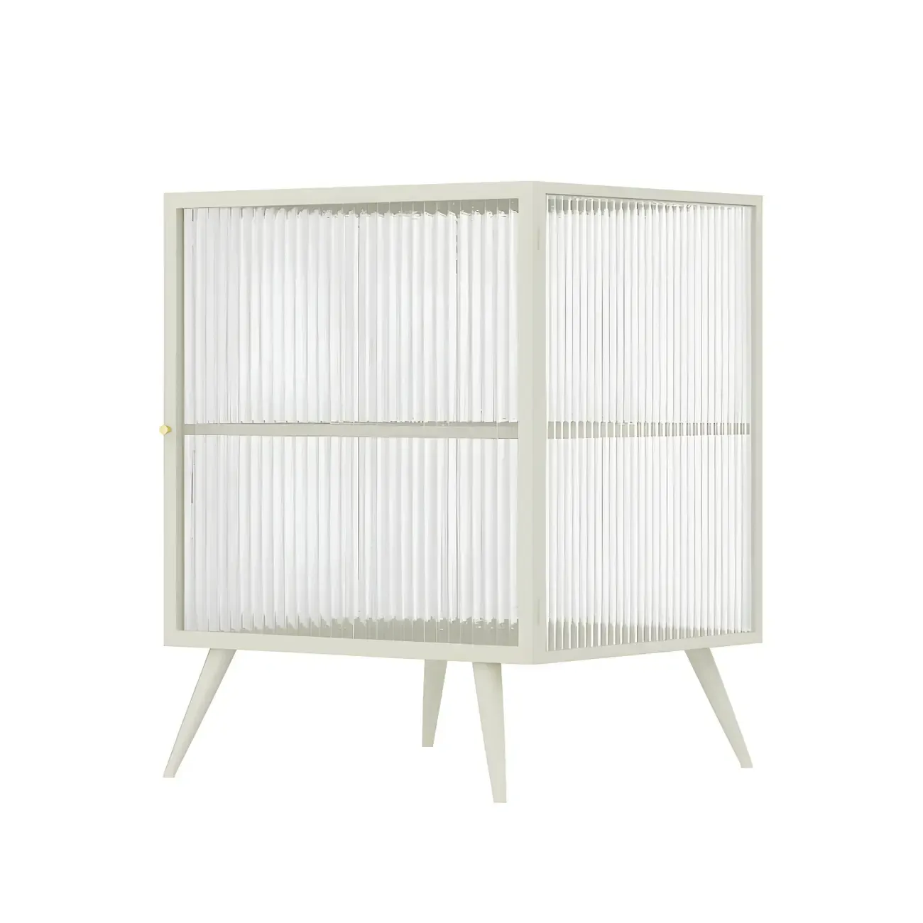 Modern Black Metal Bedside Table with Glass Shelving Image - 18