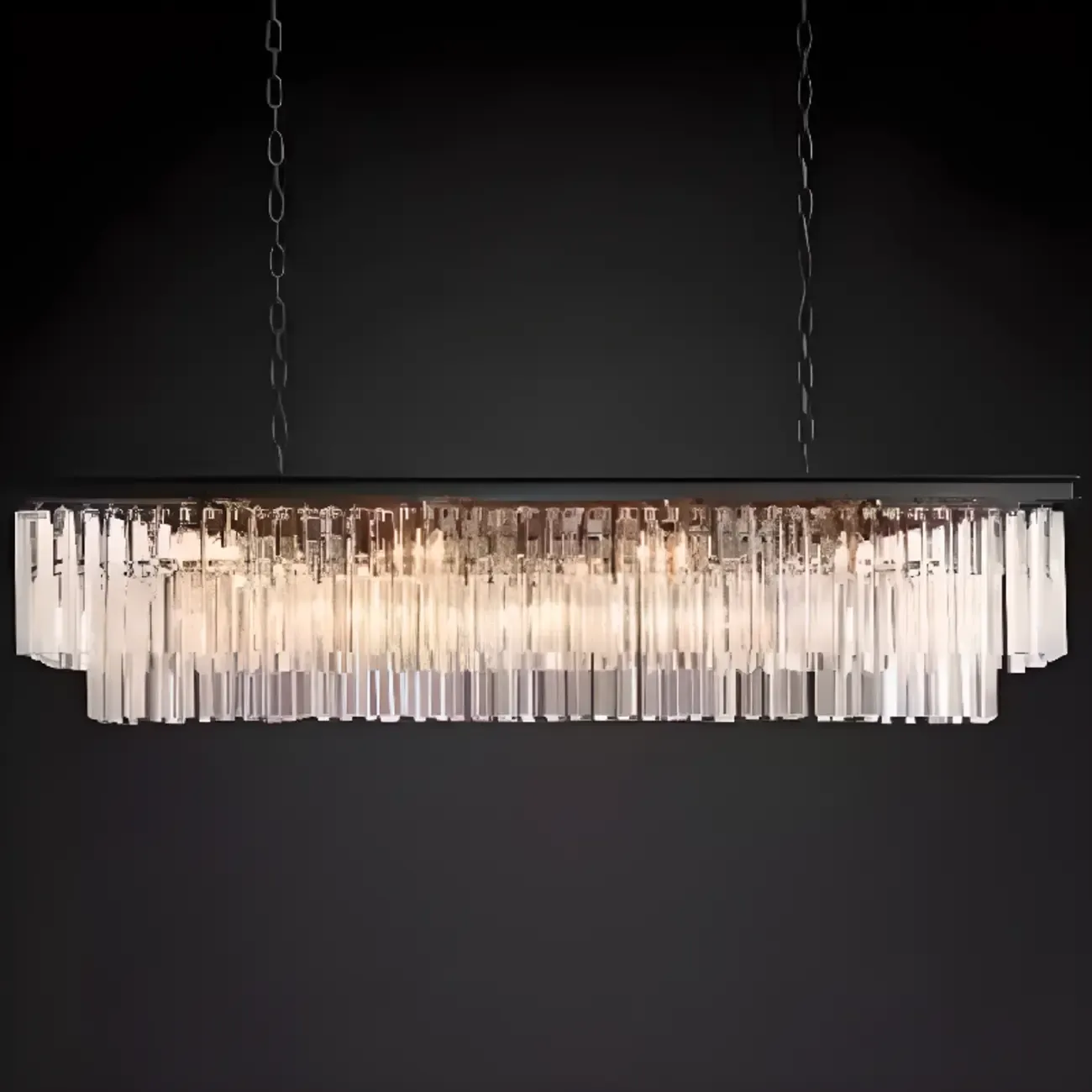 Modern Island Light 2 Tier Transparent Glass in Linear Shape Image - 5