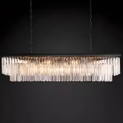 Modern Island Light 2 Tier Transparent Glass in Linear Shape Image - 5