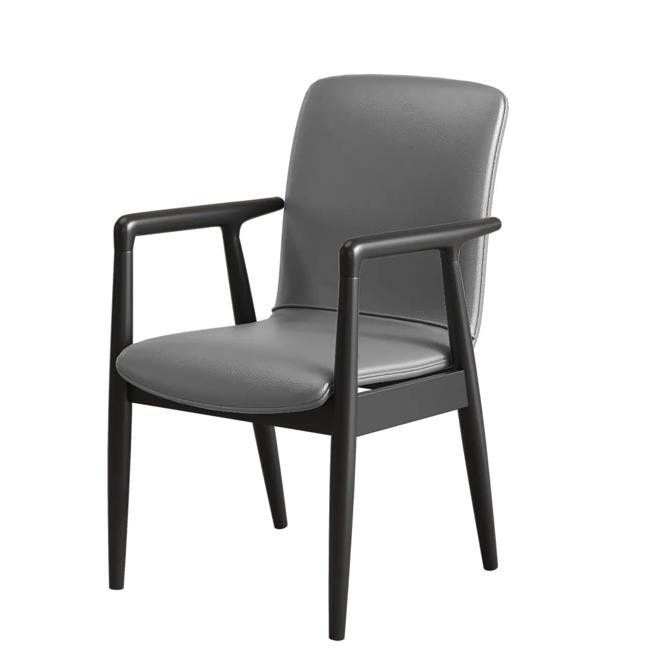 Modern Wood Faux Leather Upholstered Dining Armchair Image - 34 | homeyfad