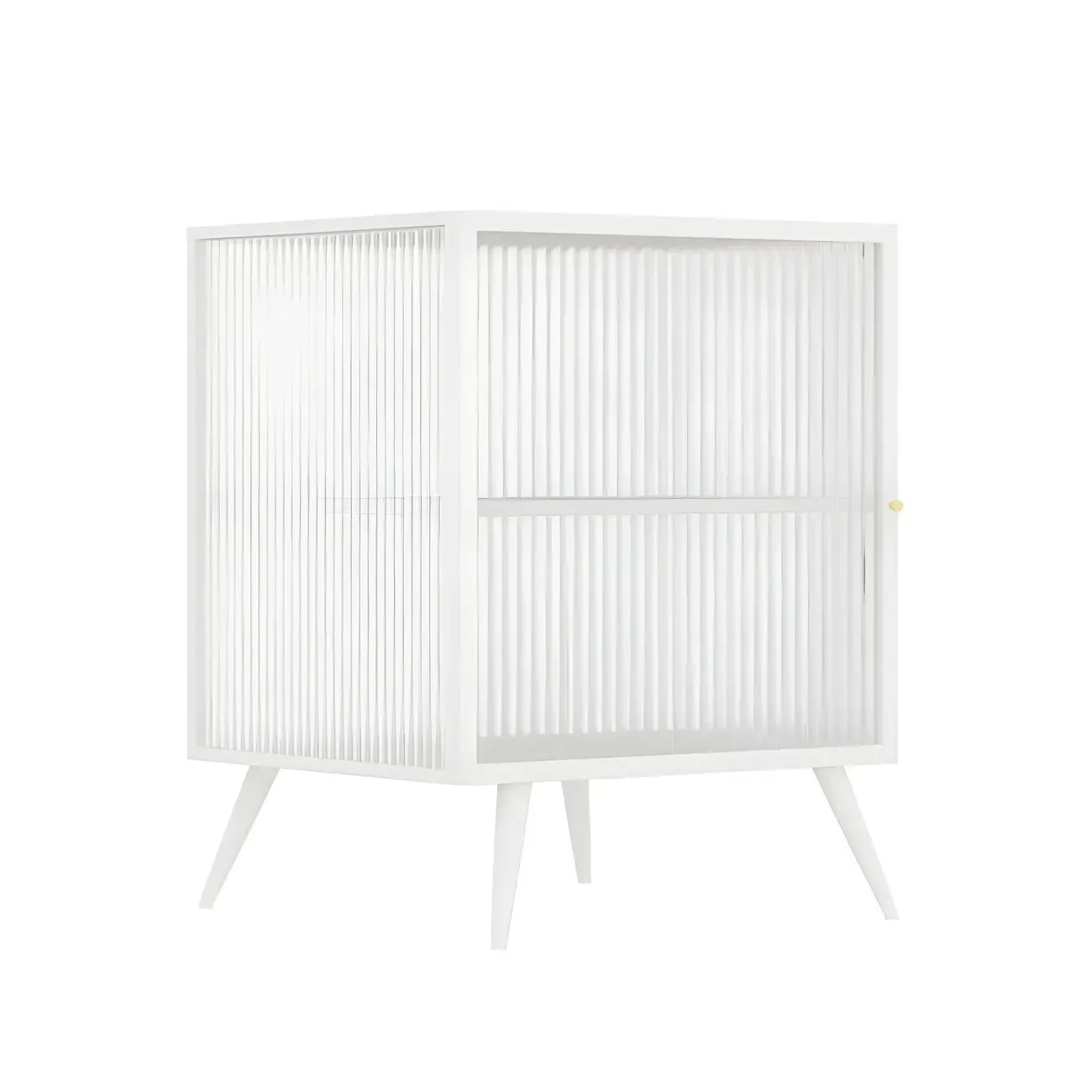 Modern Black Metal Bedside Table with Glass Shelving Image - 19