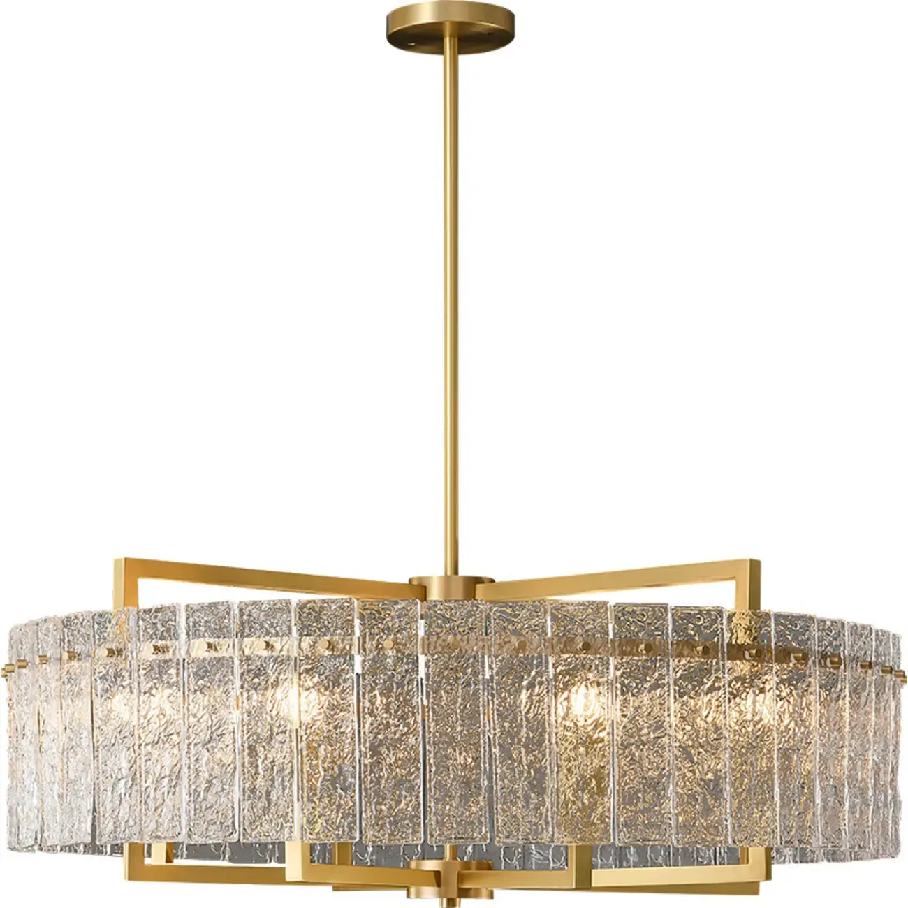Luxury Crystal Round Chandelier with Glass Lampshade Image - 6