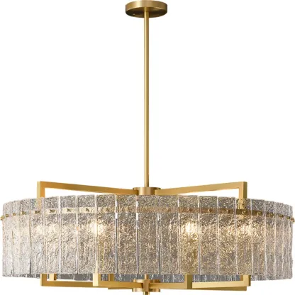 Luxury Crystal Round Chandelier with Glass Lampshade Image - 6