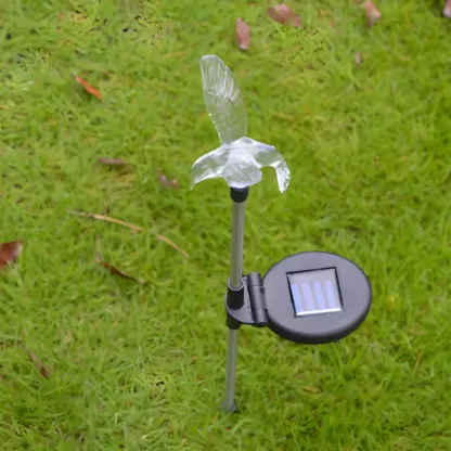 Plastic Blue Butterfly Shaped LED Lawn Decor Light Image - 4