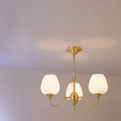 8-light Vintage Gold Brass Chandelier Adjustable Hanging Length Image - 2