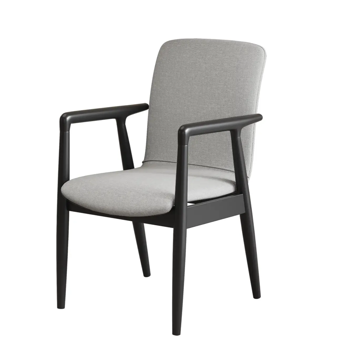 Modern Wood Faux Leather Upholstered Dining Armchair Image - 35