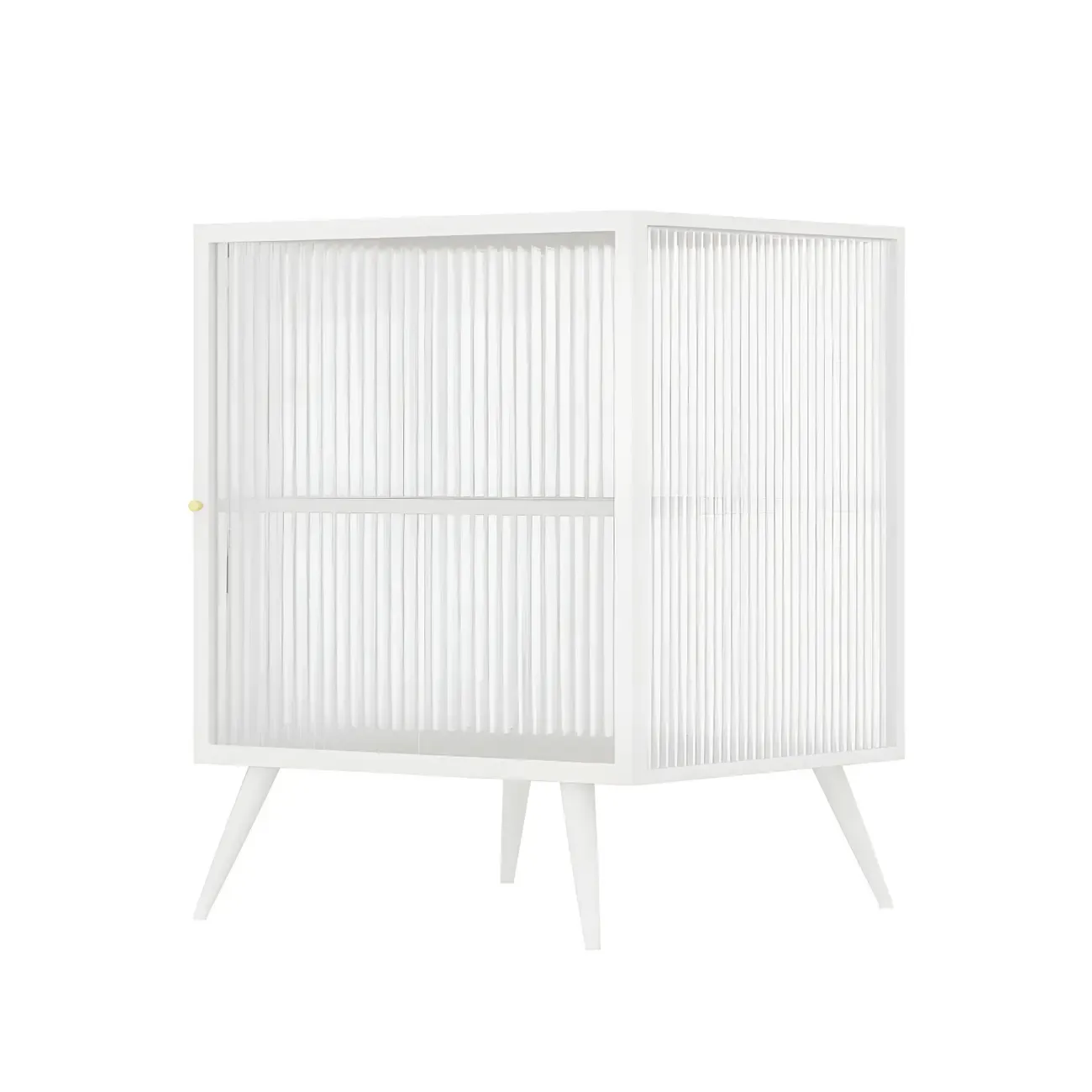 Modern Black Metal Bedside Table with Glass Shelving Image - 20