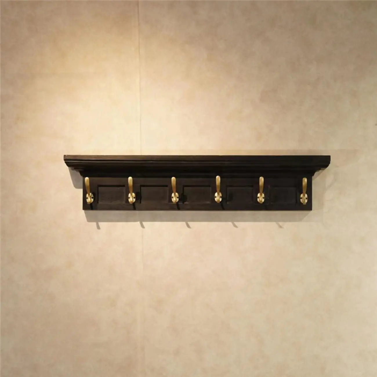 Mid-Century Black Wall-Mounted Coat Rack with Hooks Image - 3 | homeyfad
