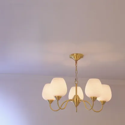 8-light Vintage Gold Brass Chandelier Adjustable Hanging Length Image - 3