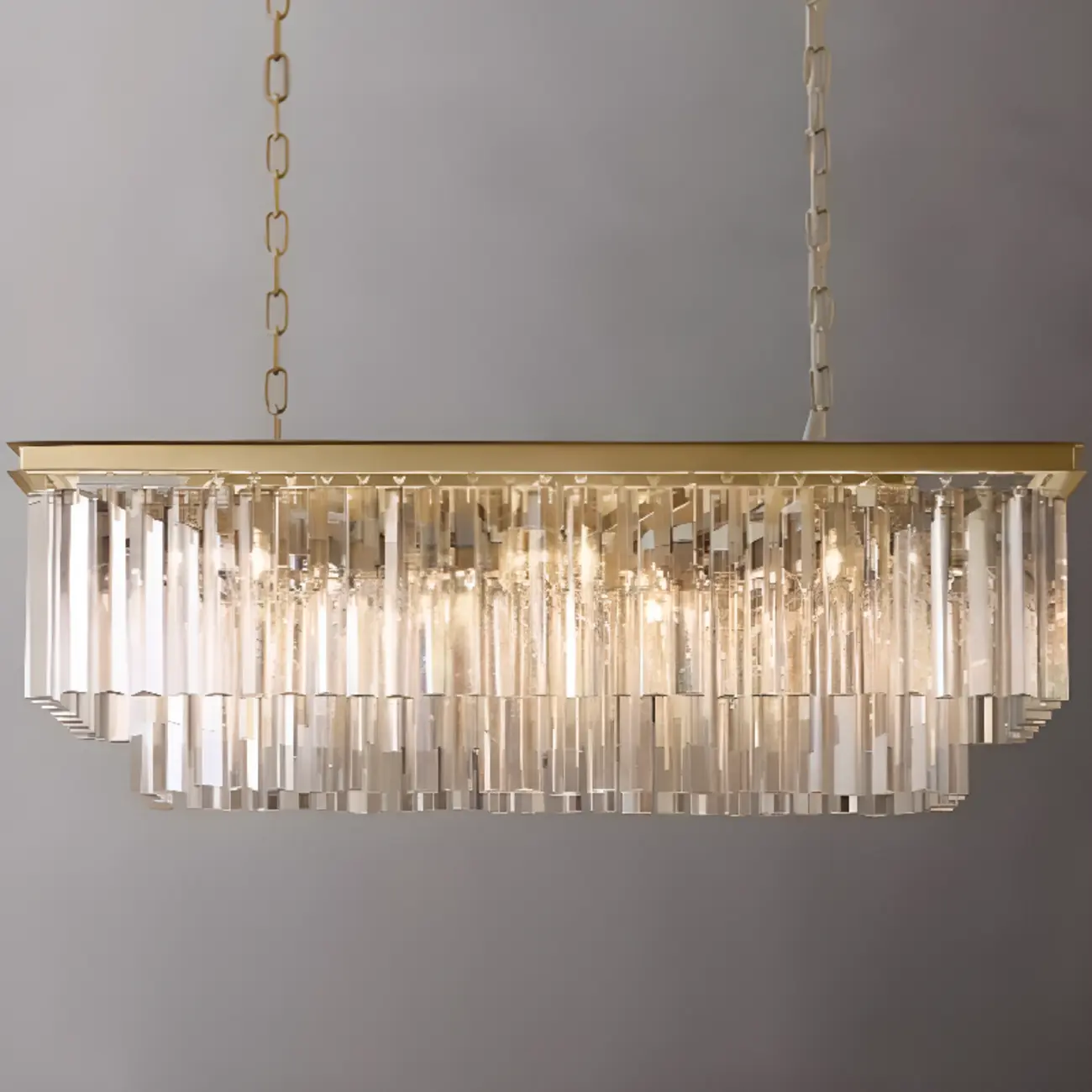 Modern Island Light 2 Tier Transparent Glass in Linear Shape Image - 7 | homeyfad