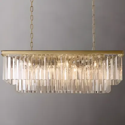Modern Island Light 2 Tier Transparent Glass in Linear Shape Image - 7