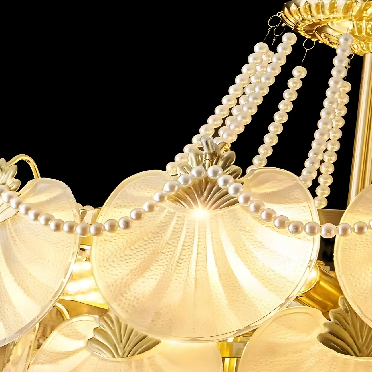 Luxury Modern Tiered Shell Chandelier with Frosted Glass Image - 9 | homeyfad