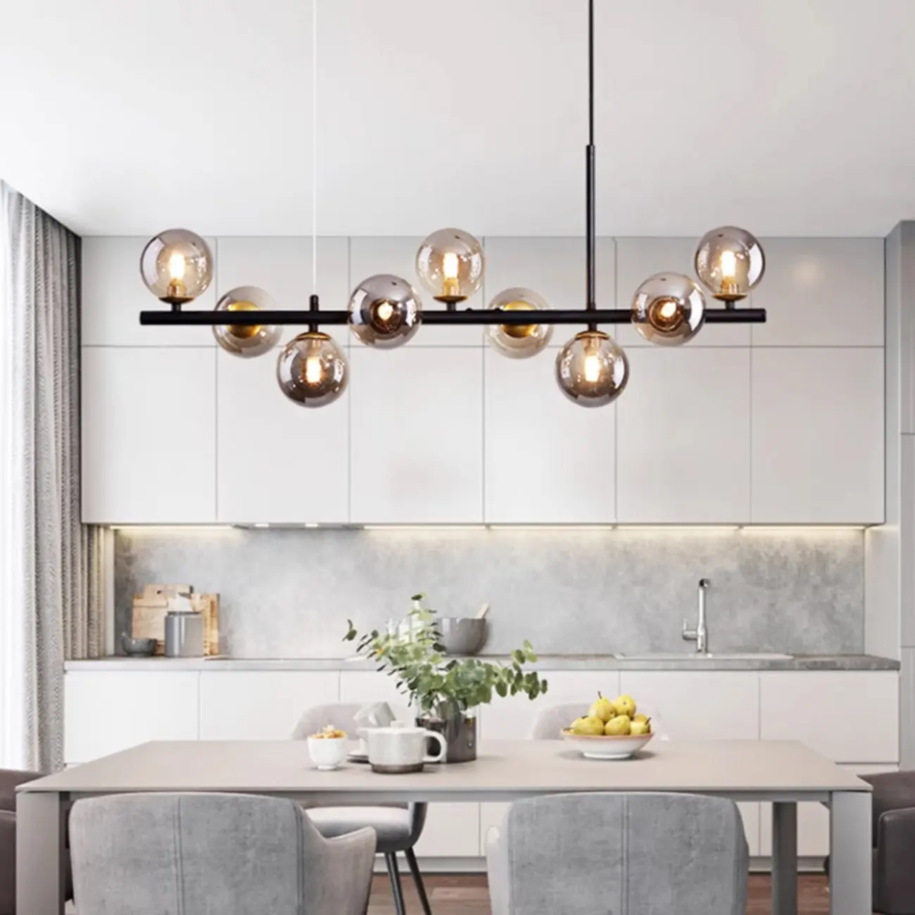 9 Lights Bi-pin Glass Globe Island Light with Direct Wired Electric Image - 1 | homeyfad