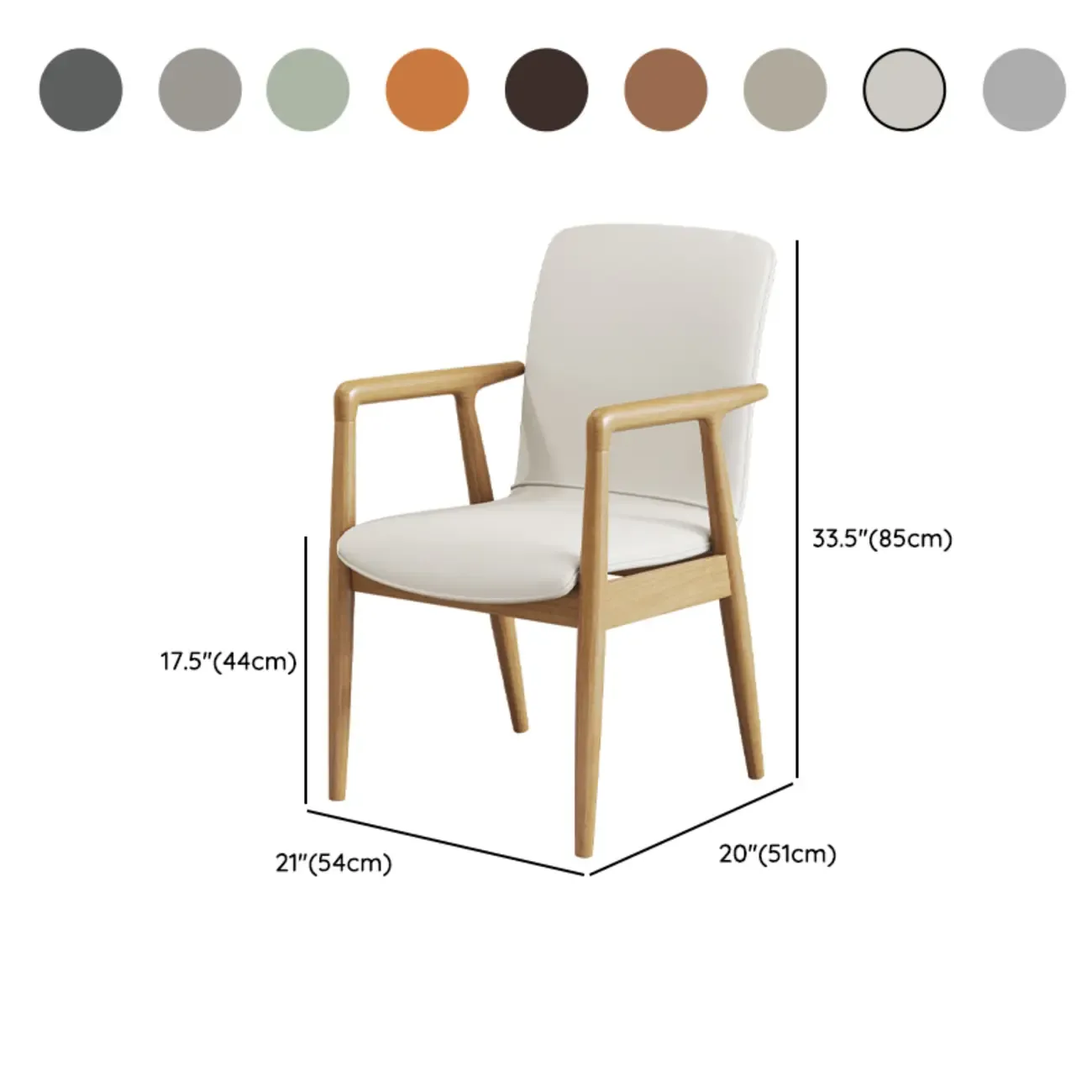 Modern Wood Faux Leather Upholstered Dining Armchair Image - 37