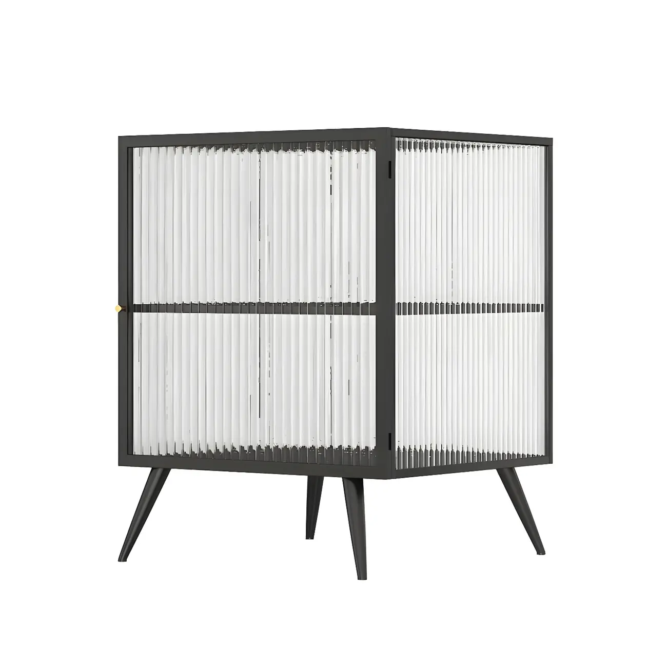 Modern Black Metal Bedside Table with Glass Shelving Image - 21 | homeyfad