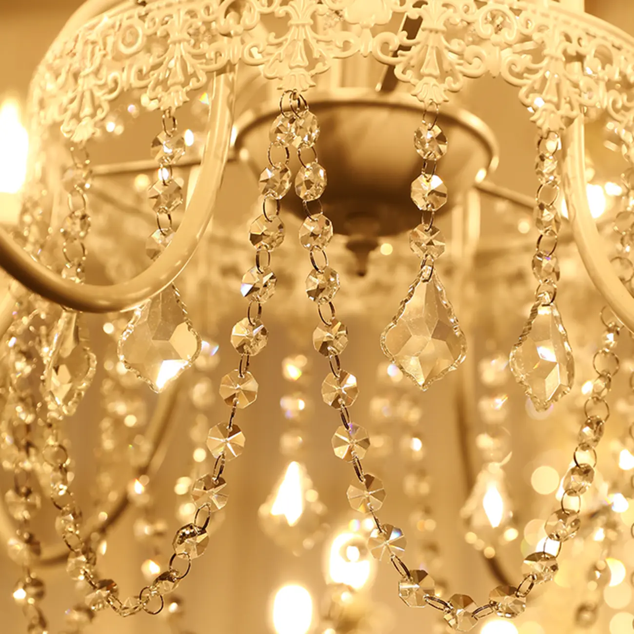 Elegant White Crystal Candelabra Chandelier With Shadeless  Image - 9 | homeyfad