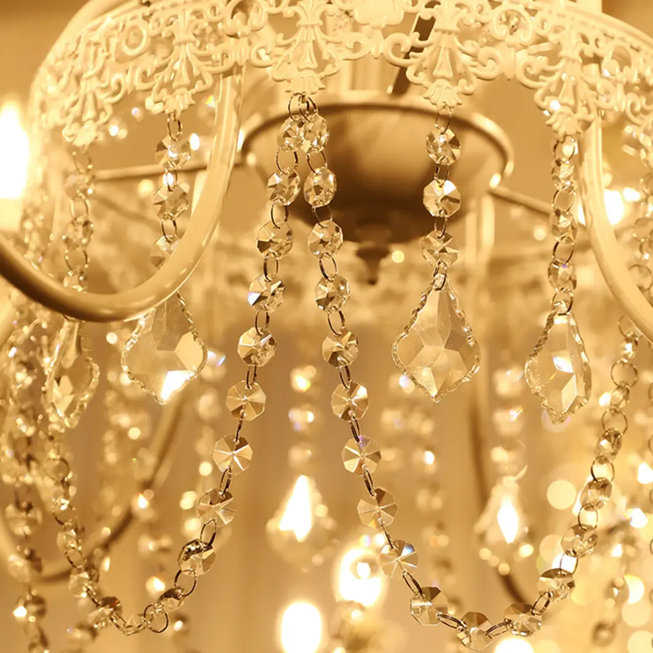 Elegant White Crystal Candelabra Chandelier With Shadeless  Image - 9