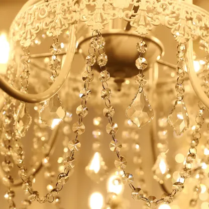 Elegant White Crystal Candelabra Chandelier With Shadeless  Image - 9