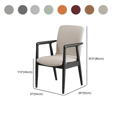 Modern Wood Faux Leather Upholstered Dining Armchair Image - 38