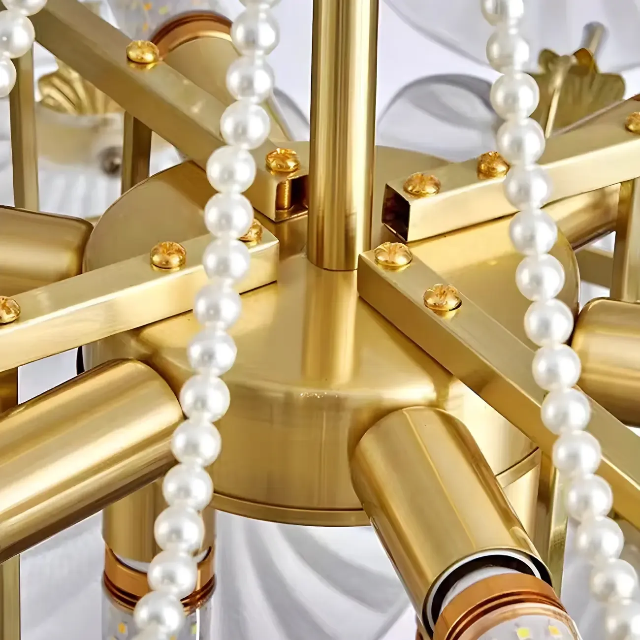 Luxury Modern Tiered Shell Chandelier with Frosted Glass Image - 10