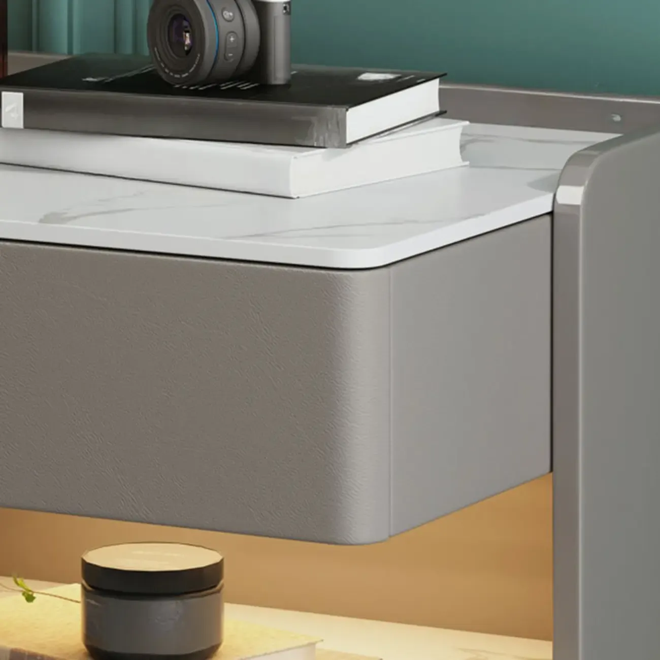 Versatile Lighting White 3-Drawer Nightstand in Marble Top Image - 4