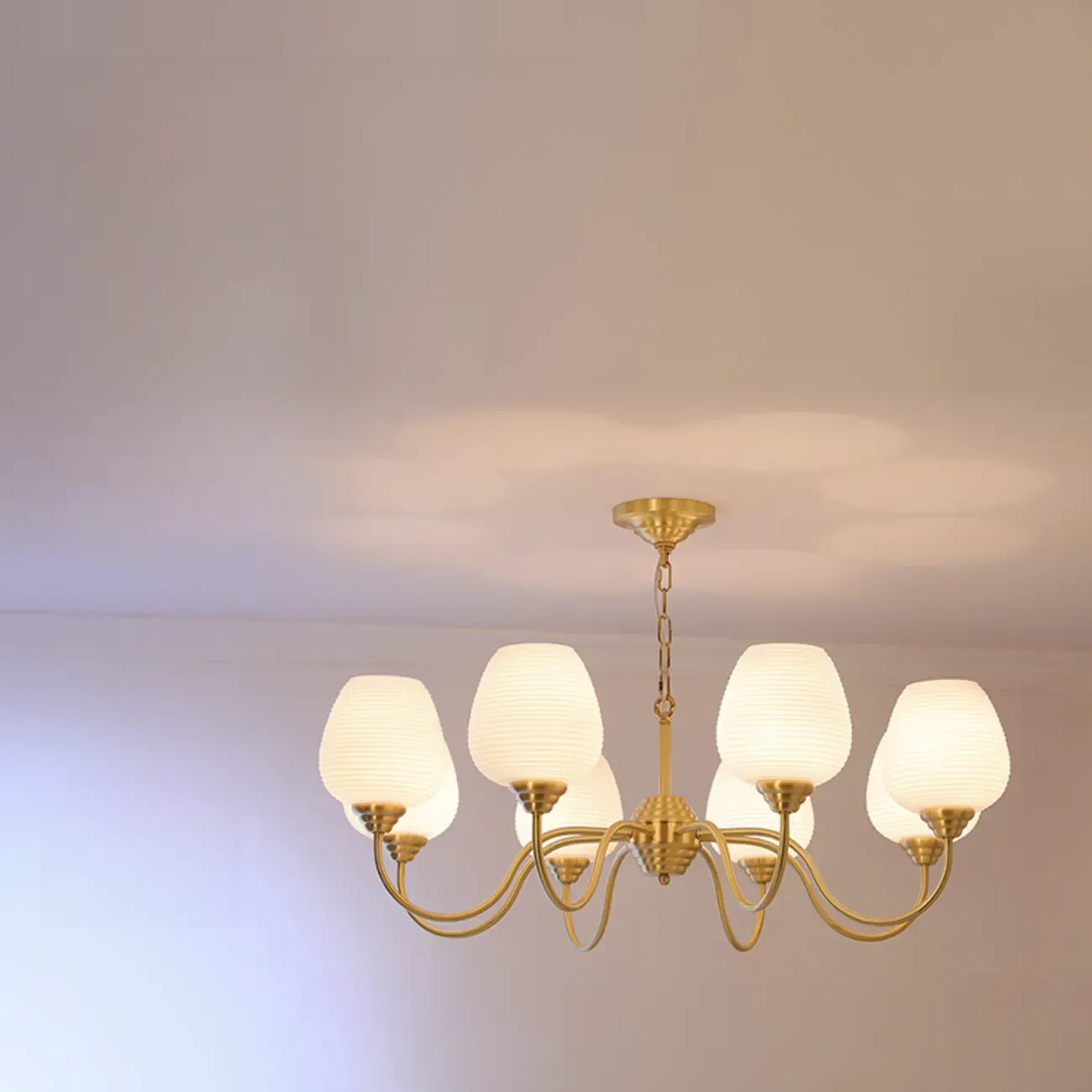 8-light Vintage Gold Brass Chandelier Adjustable Hanging Length Image - 5