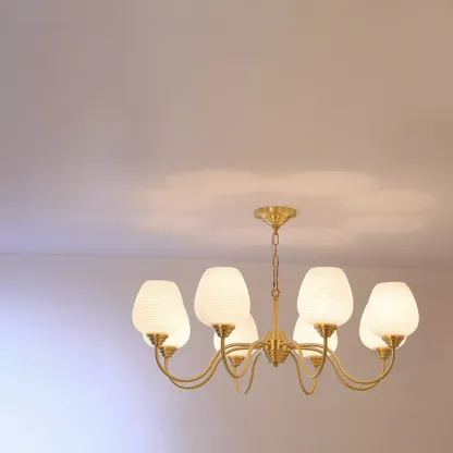 8-light Vintage Gold Brass Chandelier Adjustable Hanging Length Image - 5
