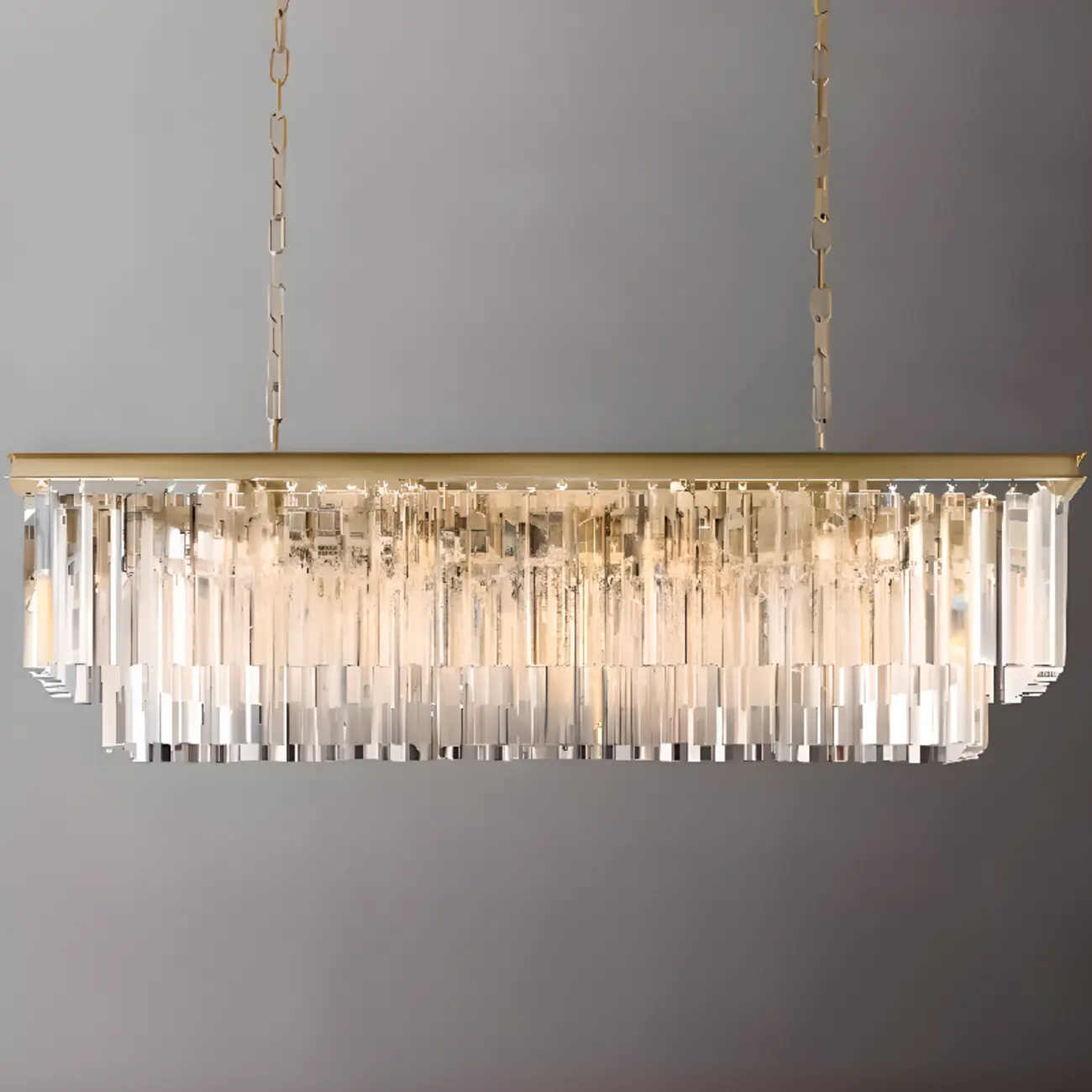 Modern Island Light 2 Tier Transparent Glass in Linear Shape Image - 9 | homeyfad