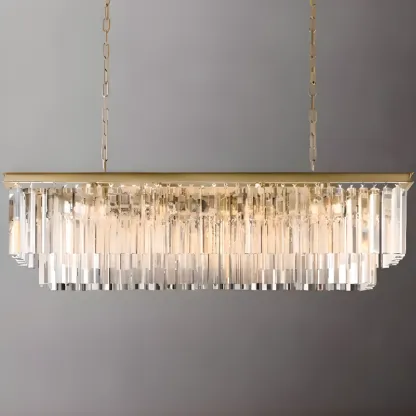 Modern Island Light 2 Tier Transparent Glass in Linear Shape Image - 9