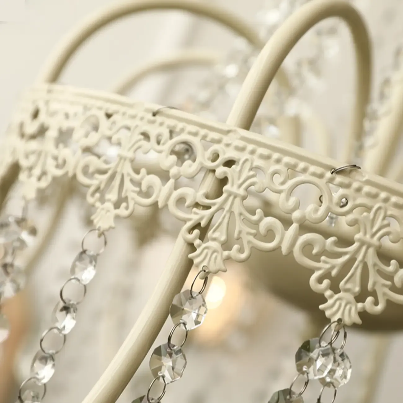 Elegant White Crystal Candelabra Chandelier With Shadeless  Image - 10