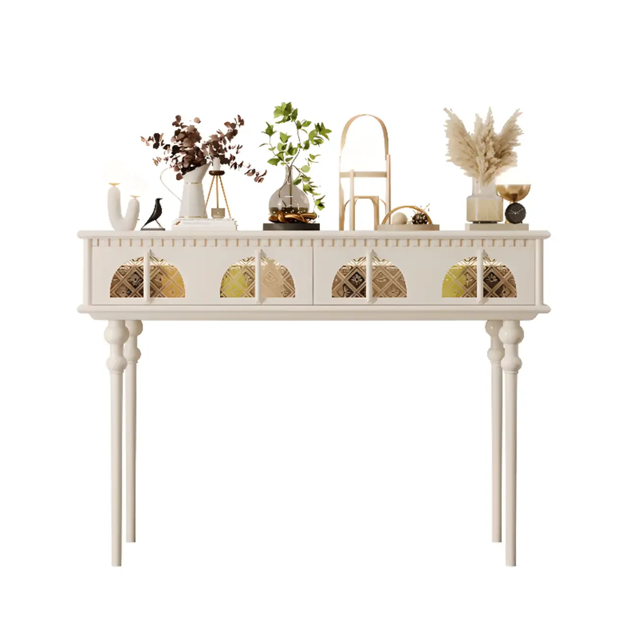 Rectangular Wooden Console Table with Drawers  Image - 2