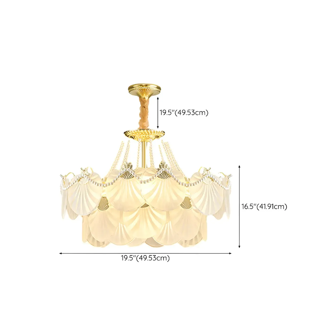 Luxury Modern Tiered Shell Chandelier with Frosted Glass #size