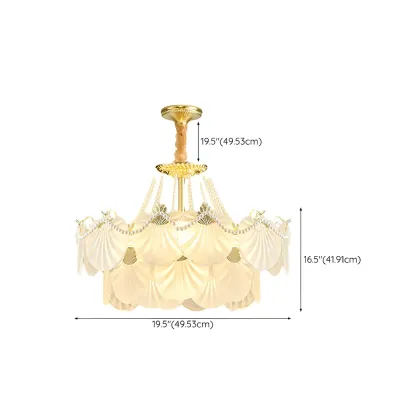 Luxury Modern Tiered Shell Chandelier with Frosted Glass #size