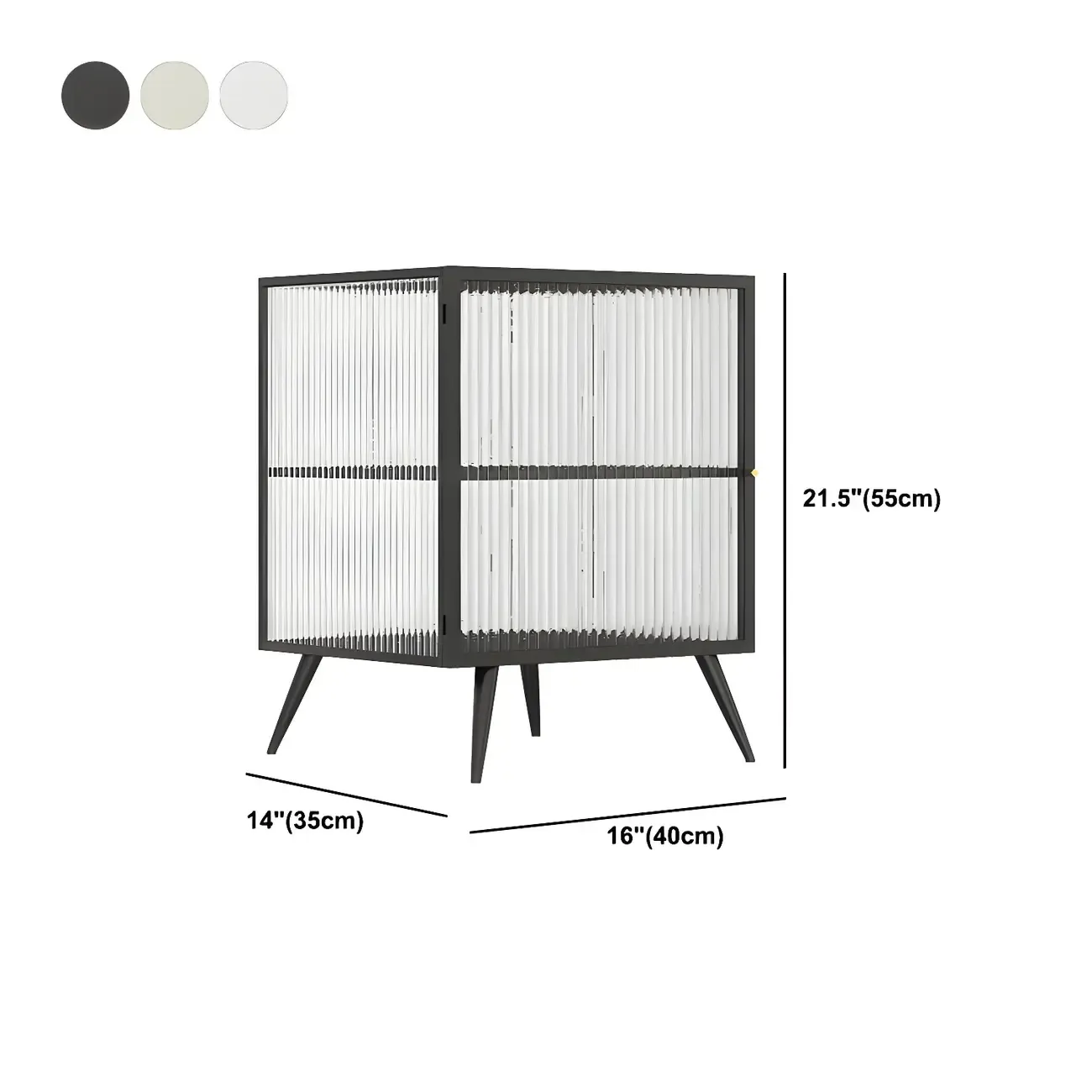 Modern Black Metal Bedside Table with Glass Shelving Image - 23