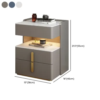 Versatile Lighting White 3-Drawer Nightstand in Marble Top #size