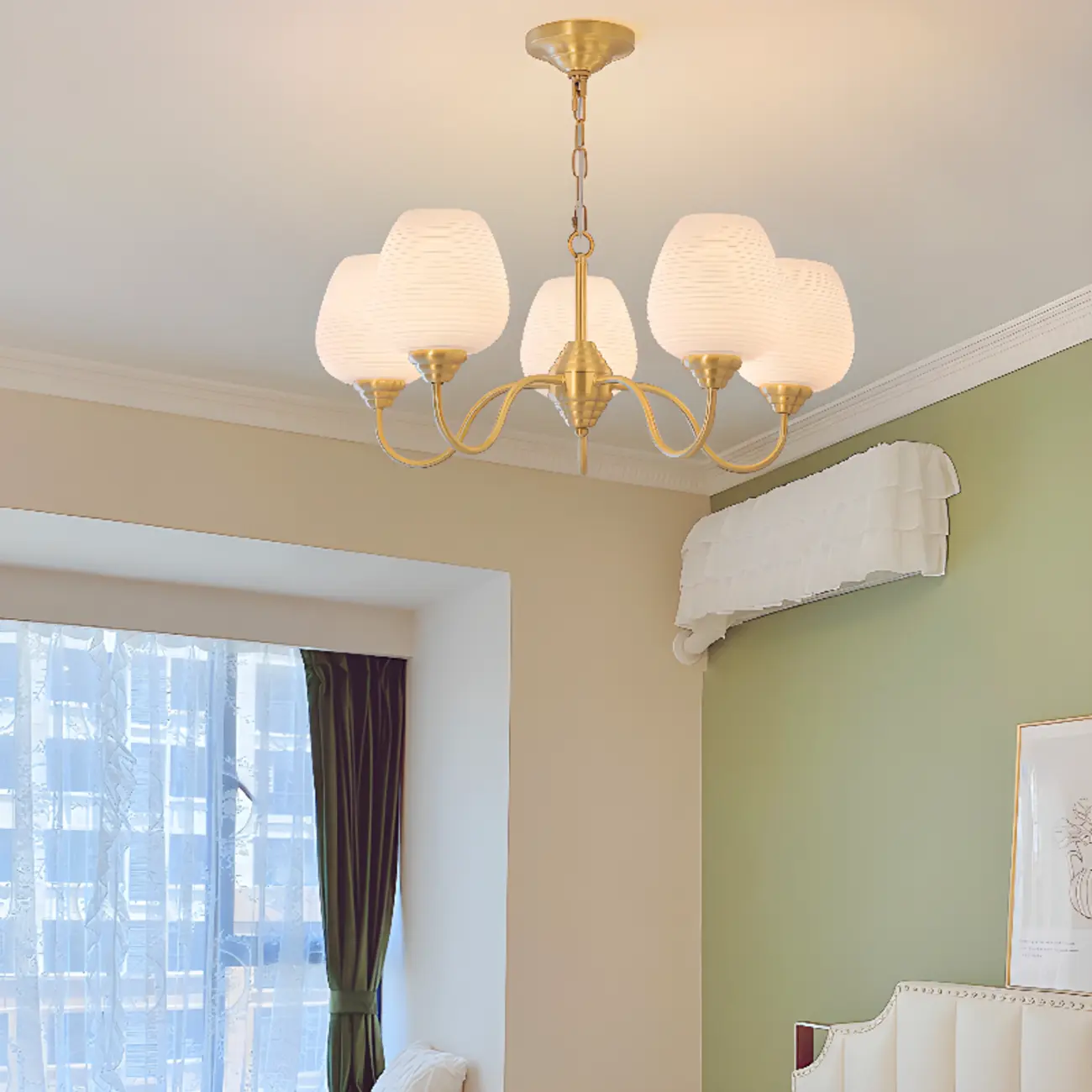 8-light Vintage Gold Brass Chandelier Adjustable Hanging Length Image - 6 | homeyfad