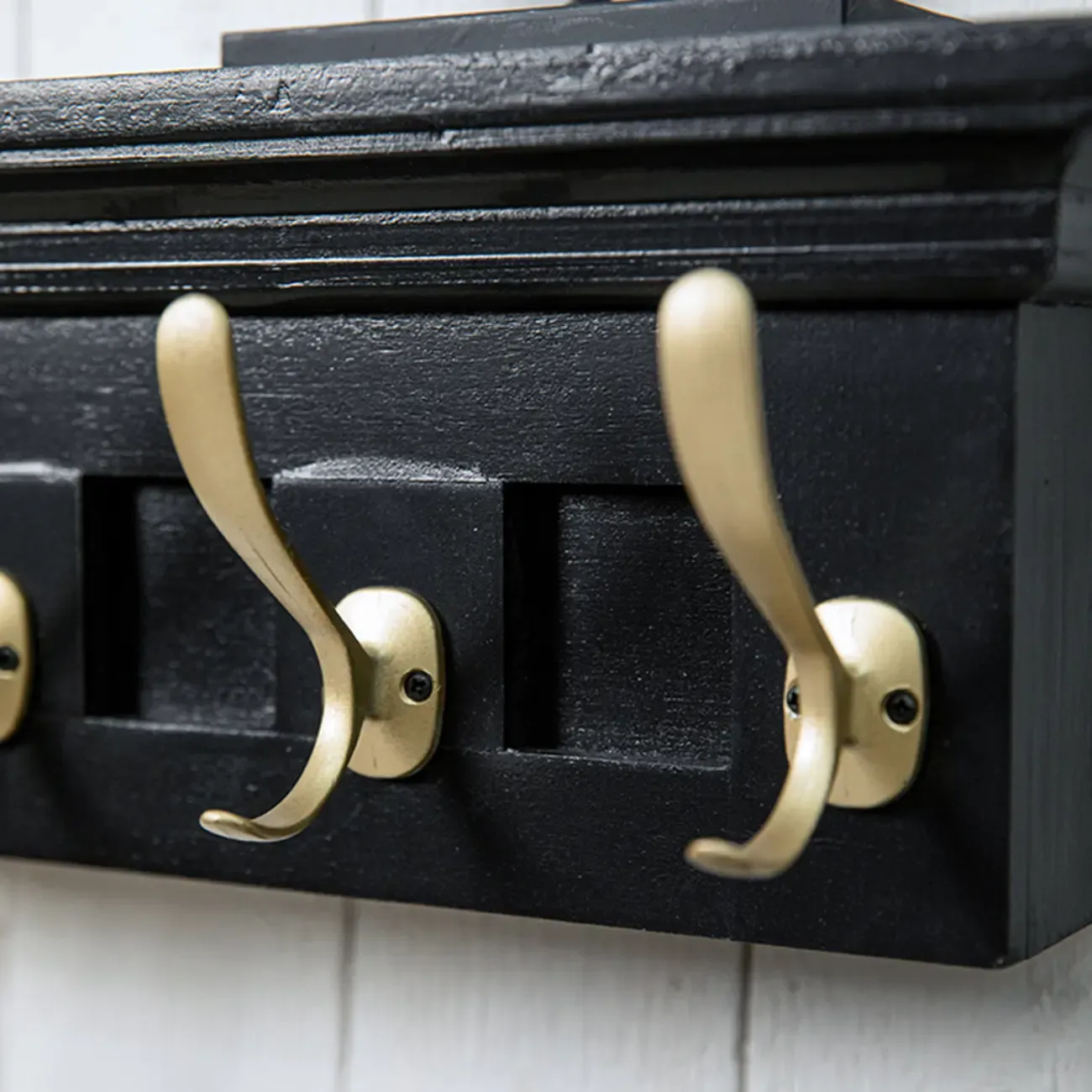 Mid-Century Black Wall-Mounted Coat Rack with Hooks Image - 6