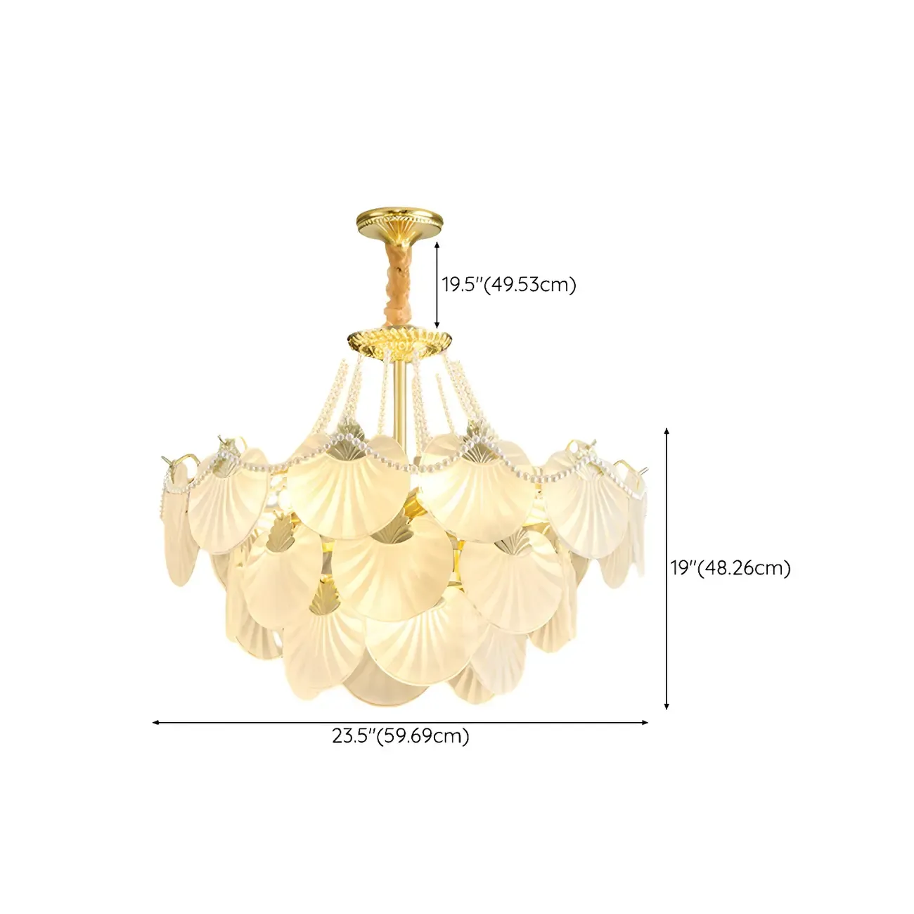 Luxury Modern Tiered Shell Chandelier with Frosted Glass Image - 12